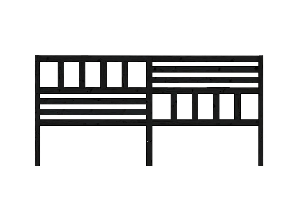 Zwart hoofdbord 206x4x100 cm Massief grenenhout
