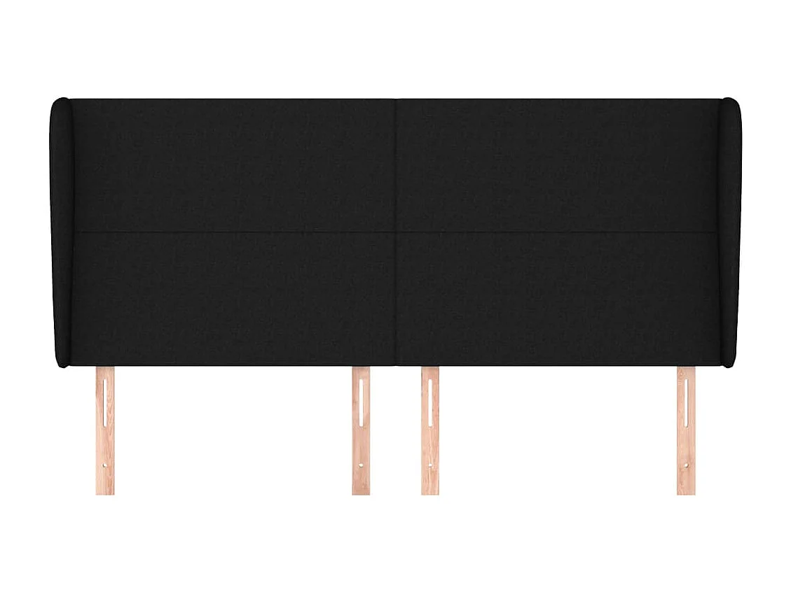 Hoofdbord met vleugels Zwart 183x23x118/128 cm Stof