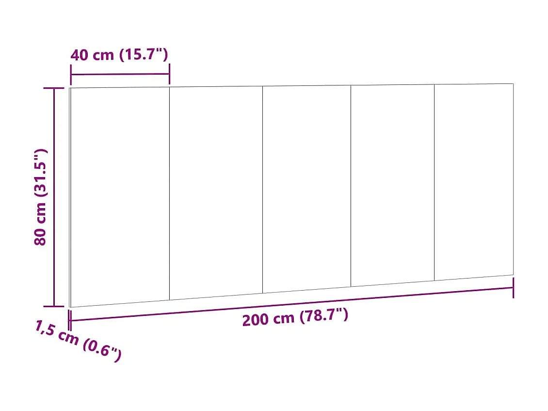 Oud houten hoofdeinde 200x1,5x80 cm bewerkt hout
