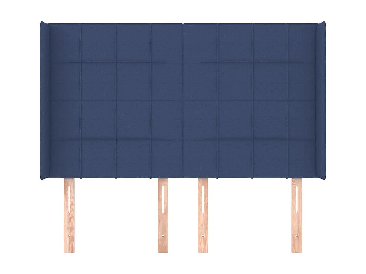Tête de lit avec oreilles Bleu 147x16x118/128 cm Tissu
