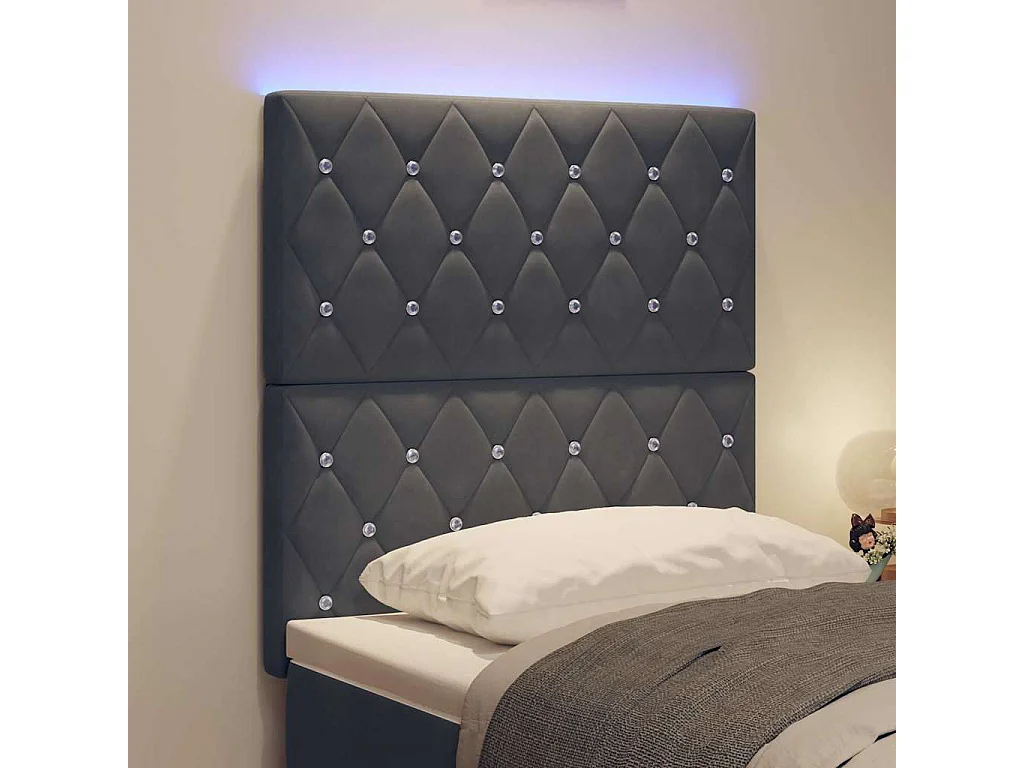 Cabecero LED Argyle Gris Oscuro Terciopelo 80 cm