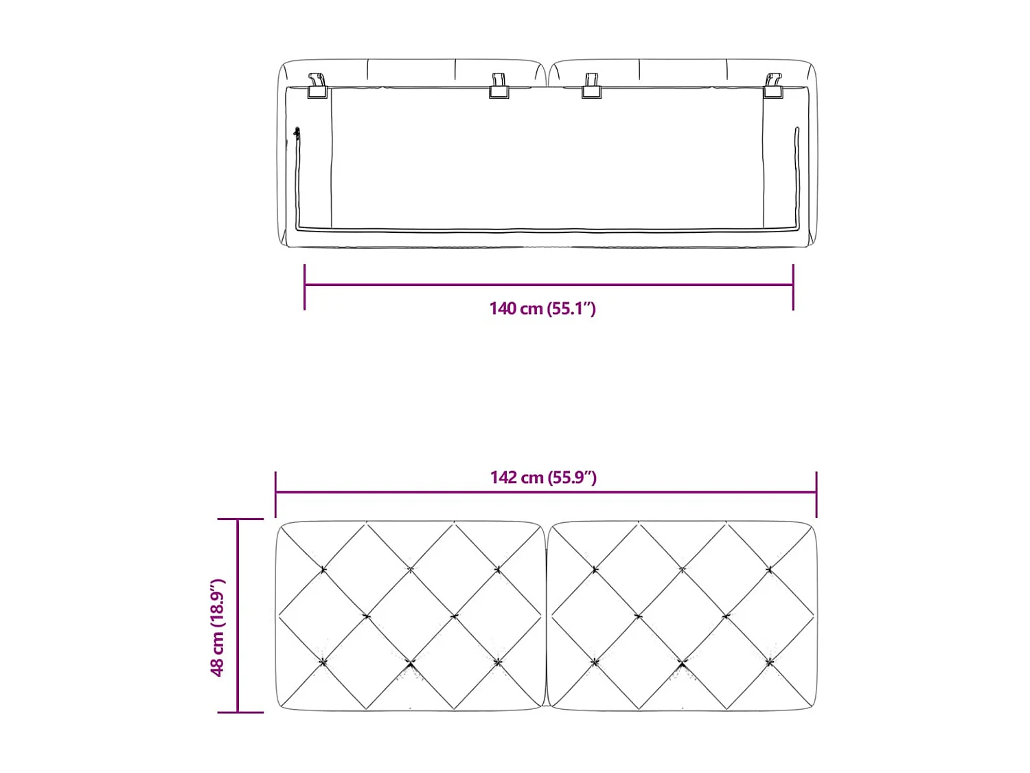 Cuscino testiera rosa 140 cm velluto