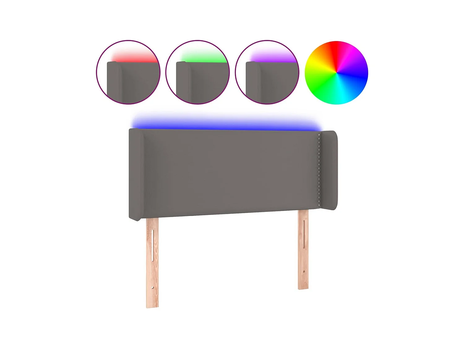 LED-Kopfteil Grau 103x16x78/88 cm Kunstleder