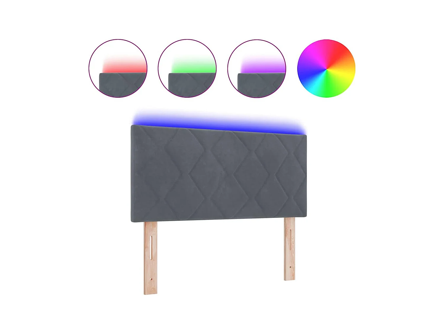 Tête de Lit LED Géométrique Gris foncé 90 cm Velours