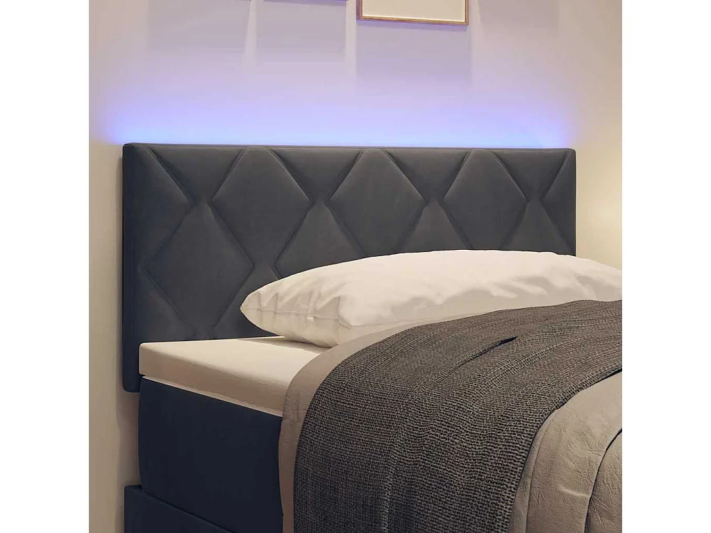 Tête de Lit LED Géométrique Gris foncé 90 cm Velours