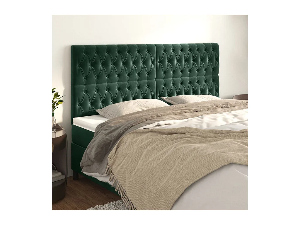 Têtes de lit 4 pcs Vert foncé 90x7x78/88 cm Velours