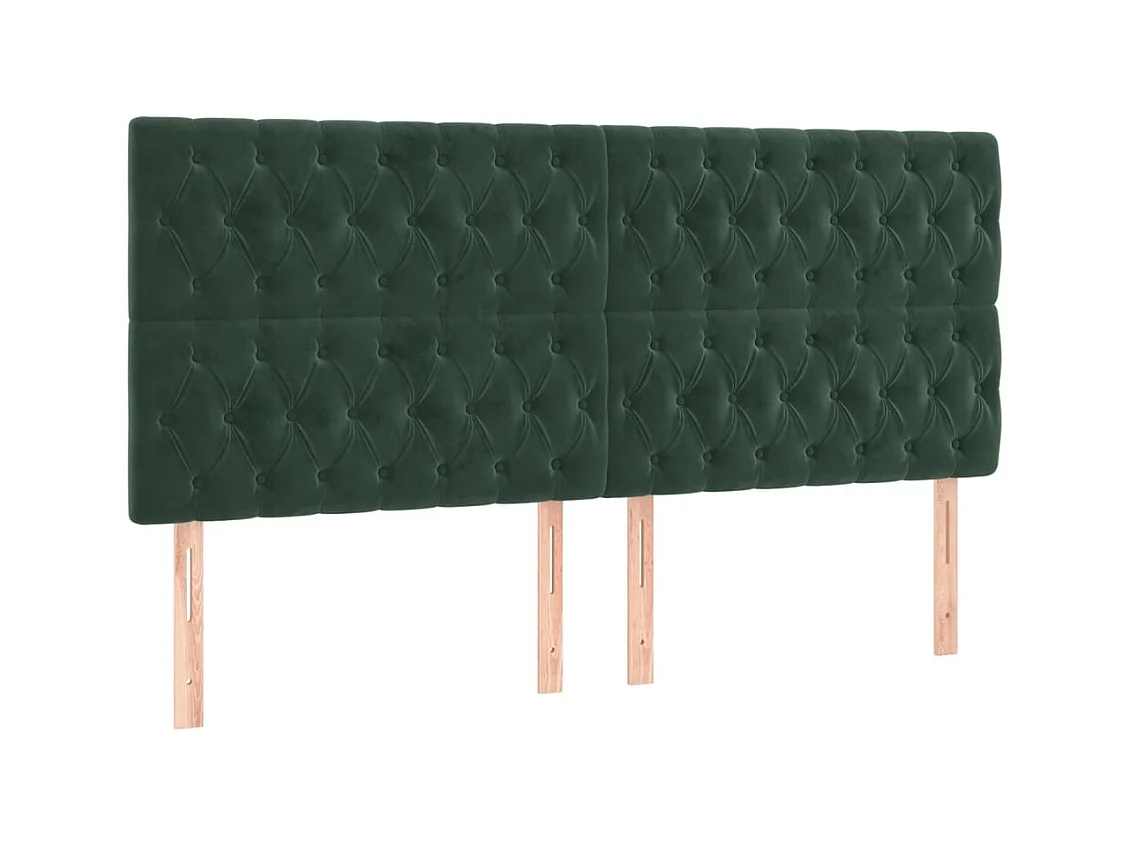 Têtes de lit 4 pcs Vert foncé 90x7x78/88 cm Velours