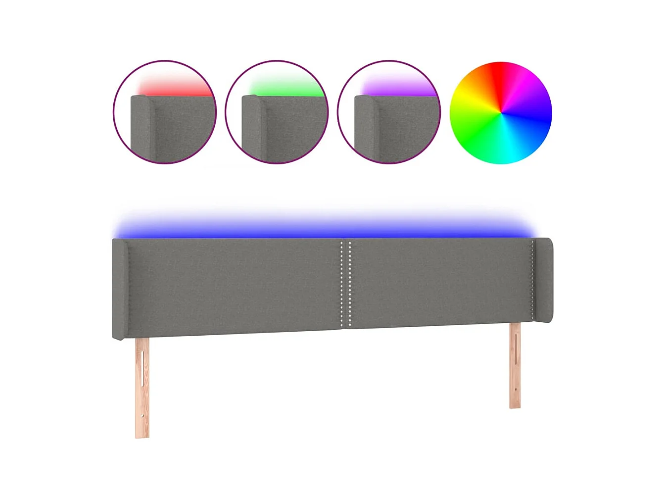 LED-Kopfteil Dunkelgrau 183x16x78/88 cm Stoff