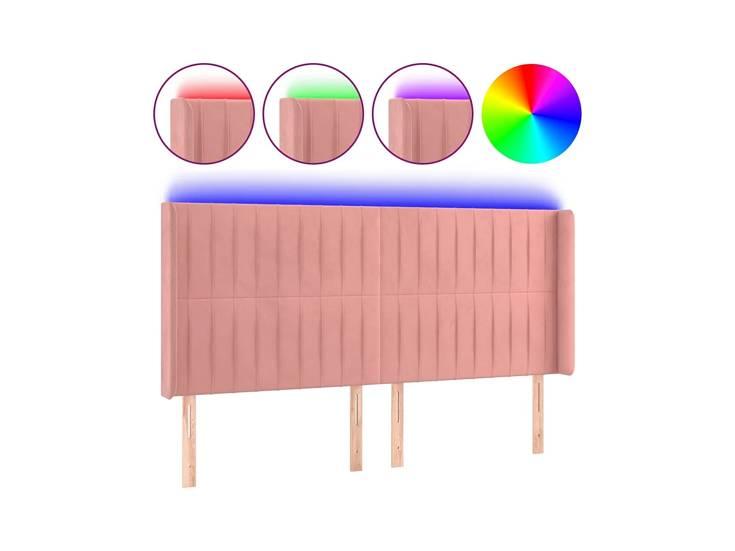 LED Hoofdbord Roze 163x16x118/128 cm Fluweel