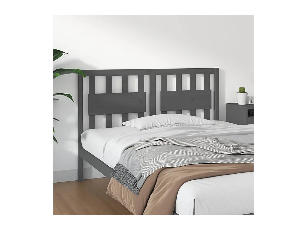 Grijs hoofdbord 125,5x4x100 cm Massief grenenhout