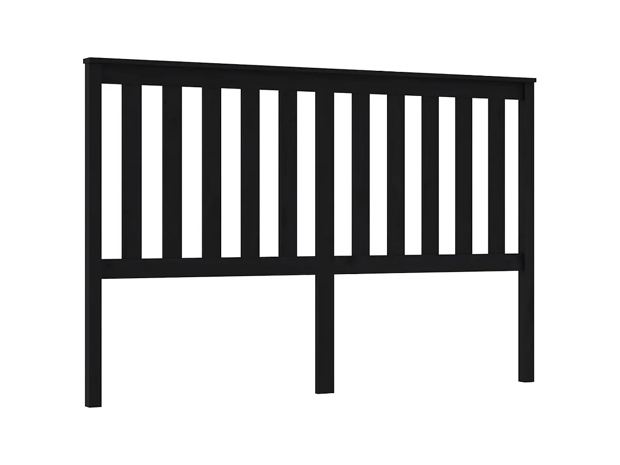 Cabecero negro 166x6x101 cm Madera maciza de pino