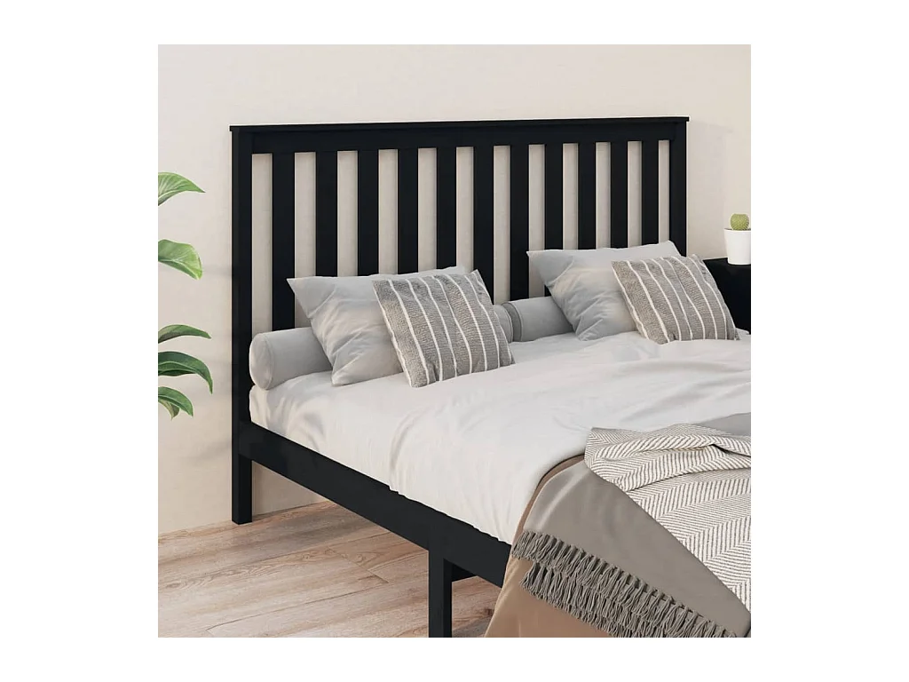 Cabecero negro 166x6x101 cm Madera maciza de pino