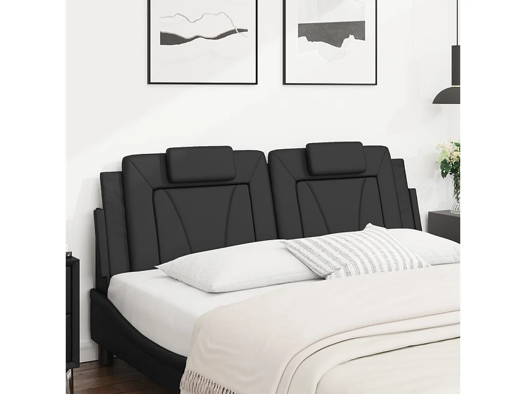 Zwart hoofdbordkussen 160 cm kunstleer