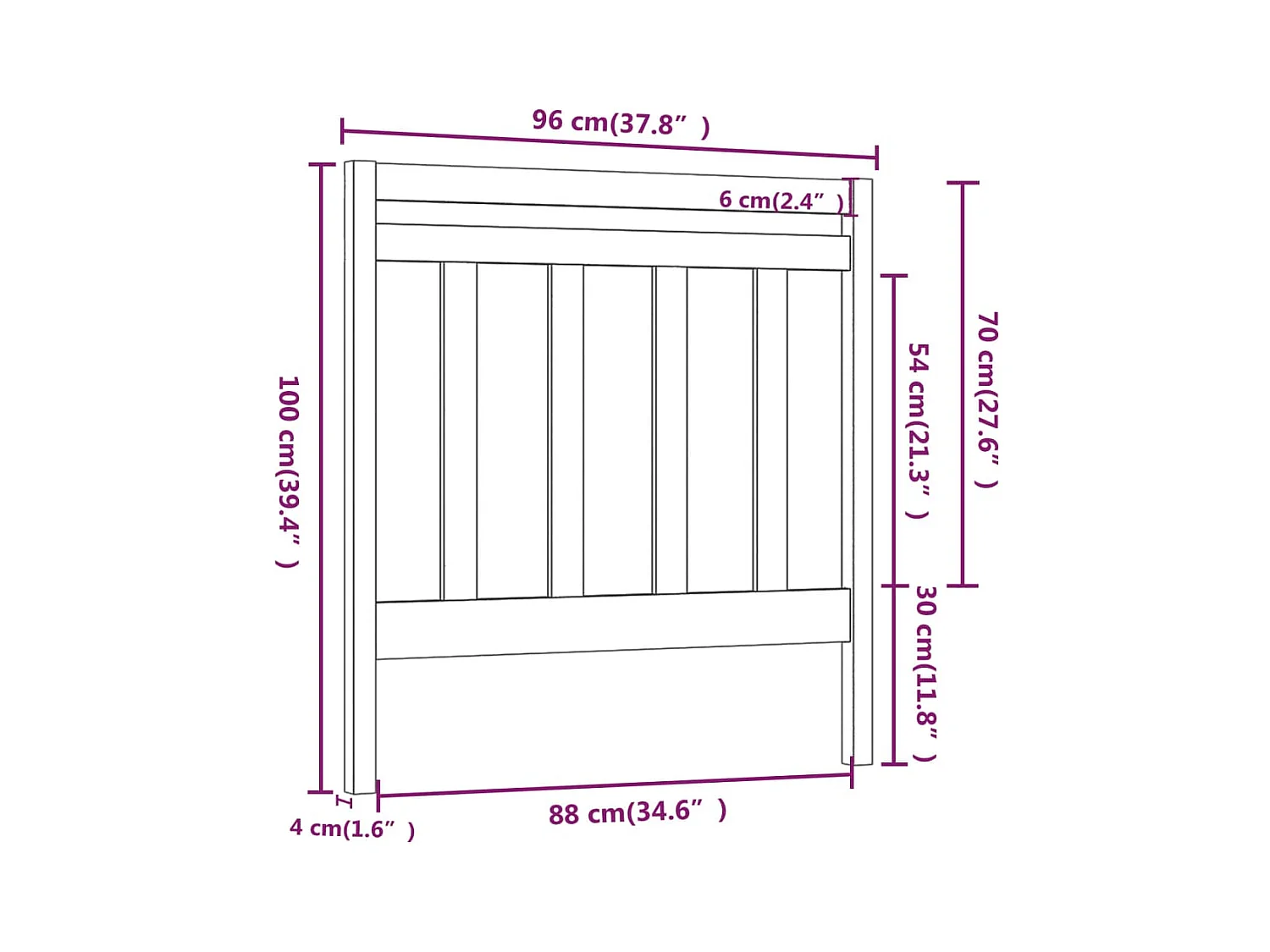 Hoofdbord 96x4x100 cm Massief grenenhout