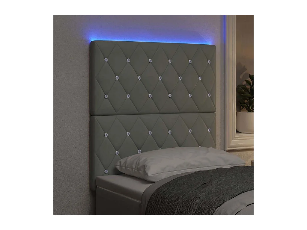 Argyle LED Hoofdbord Lichtgrijs 80 cm Fluweel