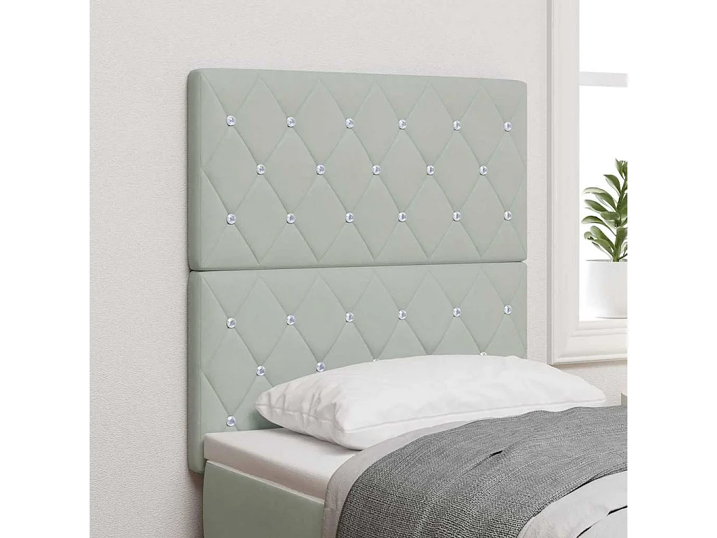 Tête de Lit LED Argyle Gris clair 80 cm Velours