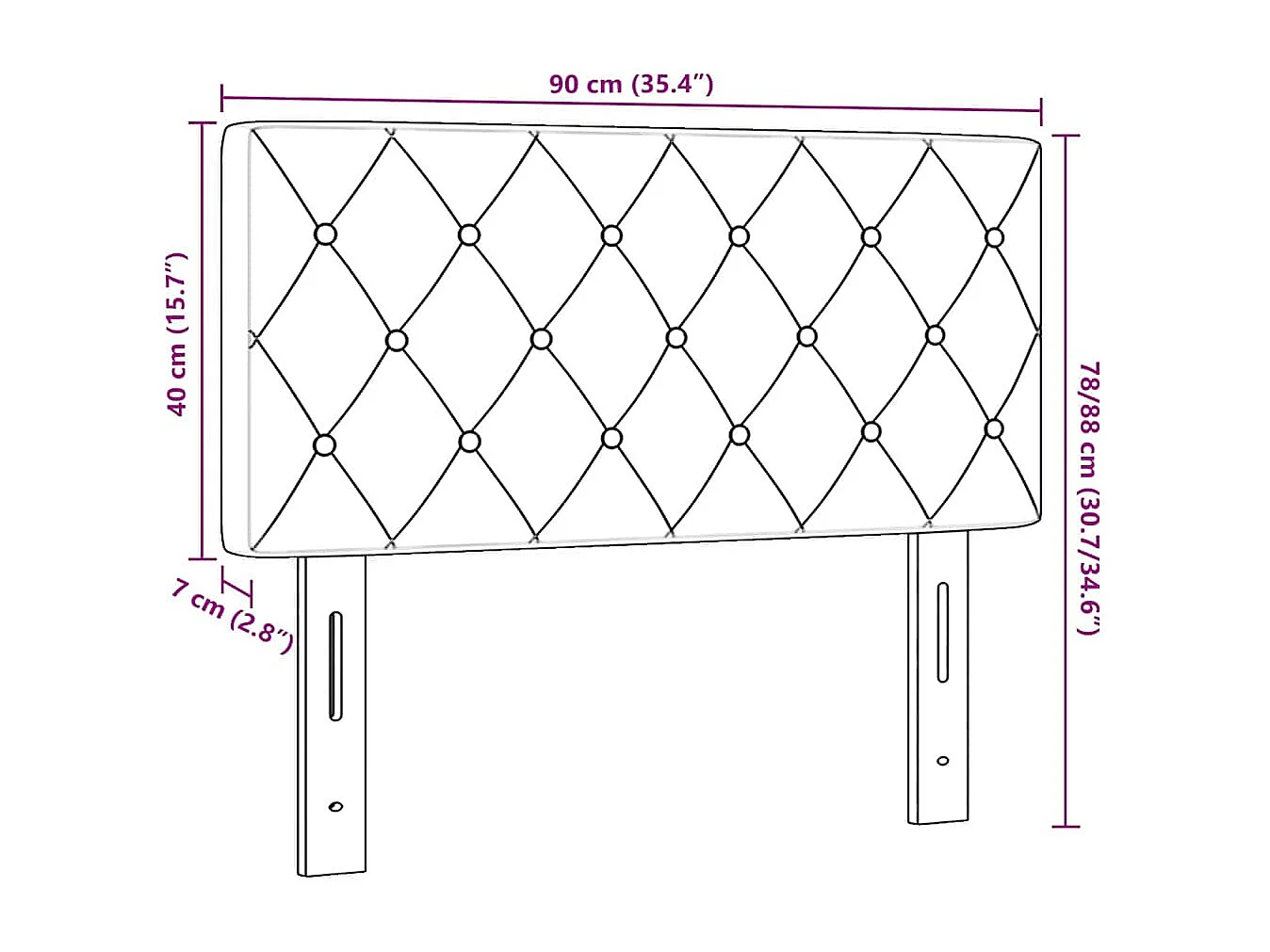 Dunkelgrünes Argyle-Samt-Kopfteil, 90 cm, Samt