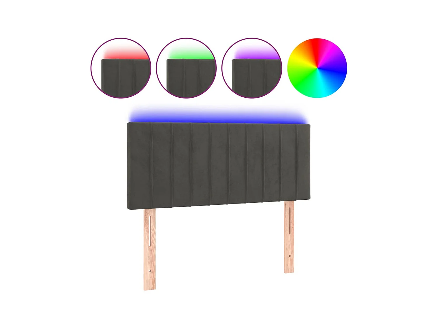 LED Hoofdbord Donkergrijs 100x5x78/88 cm Fluweel