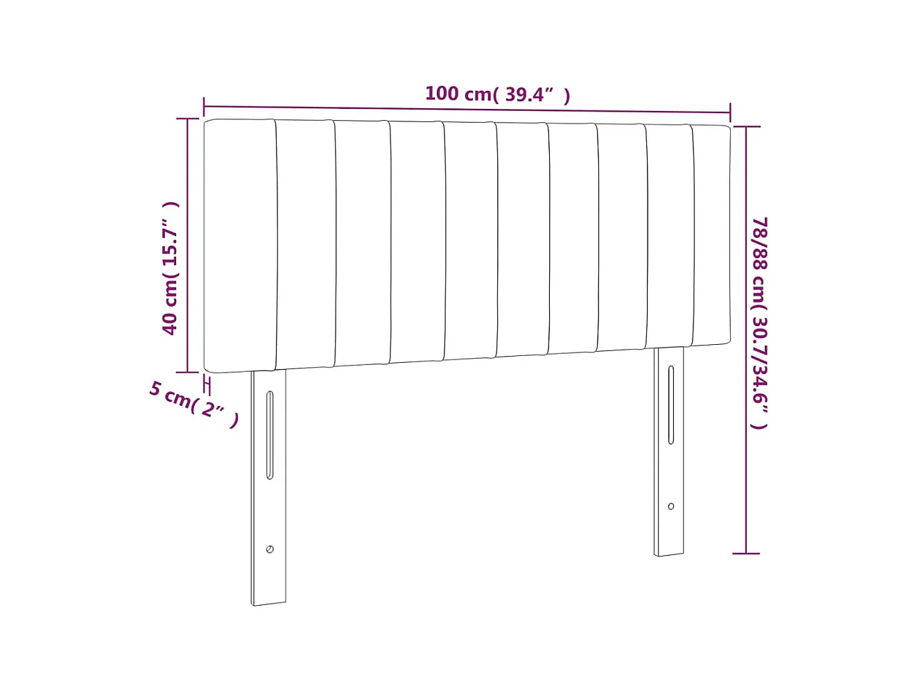 LED Hoofdbord Donkergrijs 100x5x78/88 cm Fluweel