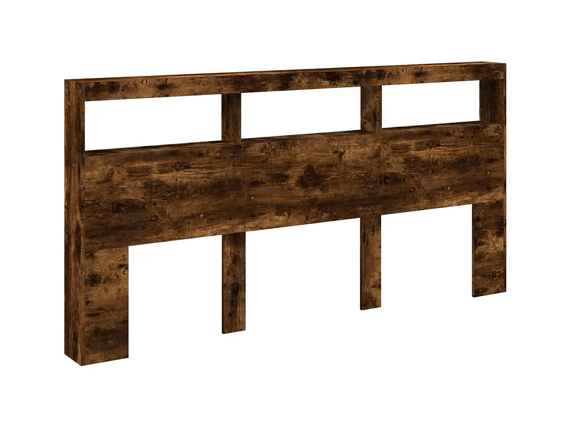 Cabecero de armario con LED roble ahumado 200x17x102 cm