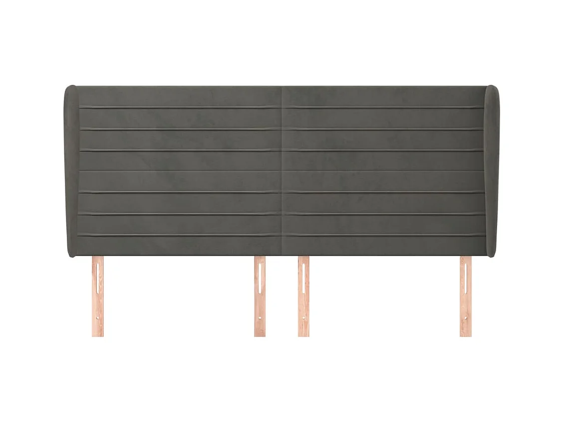 Hoofdbord met vleugels Donkergrijs 183x23x118/128 cm Fluweel