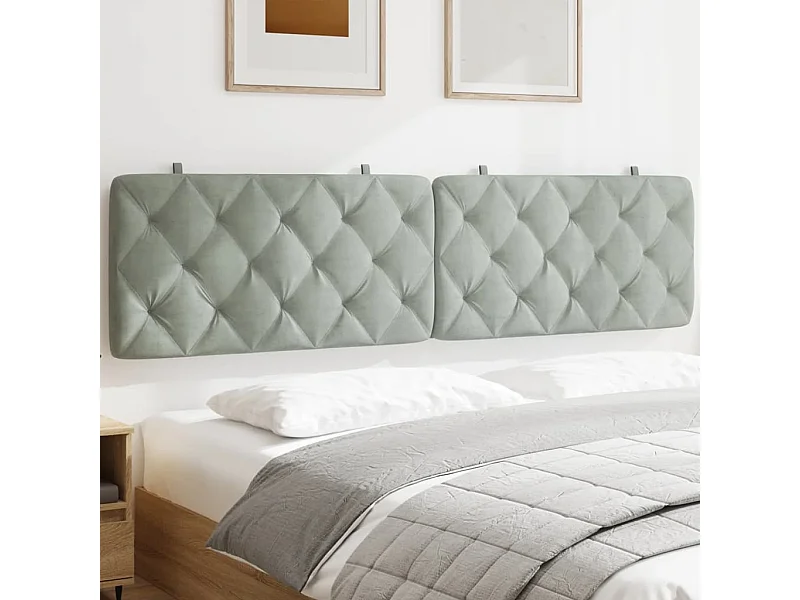 Coussin de tête de lit gris clair 200 cm velours