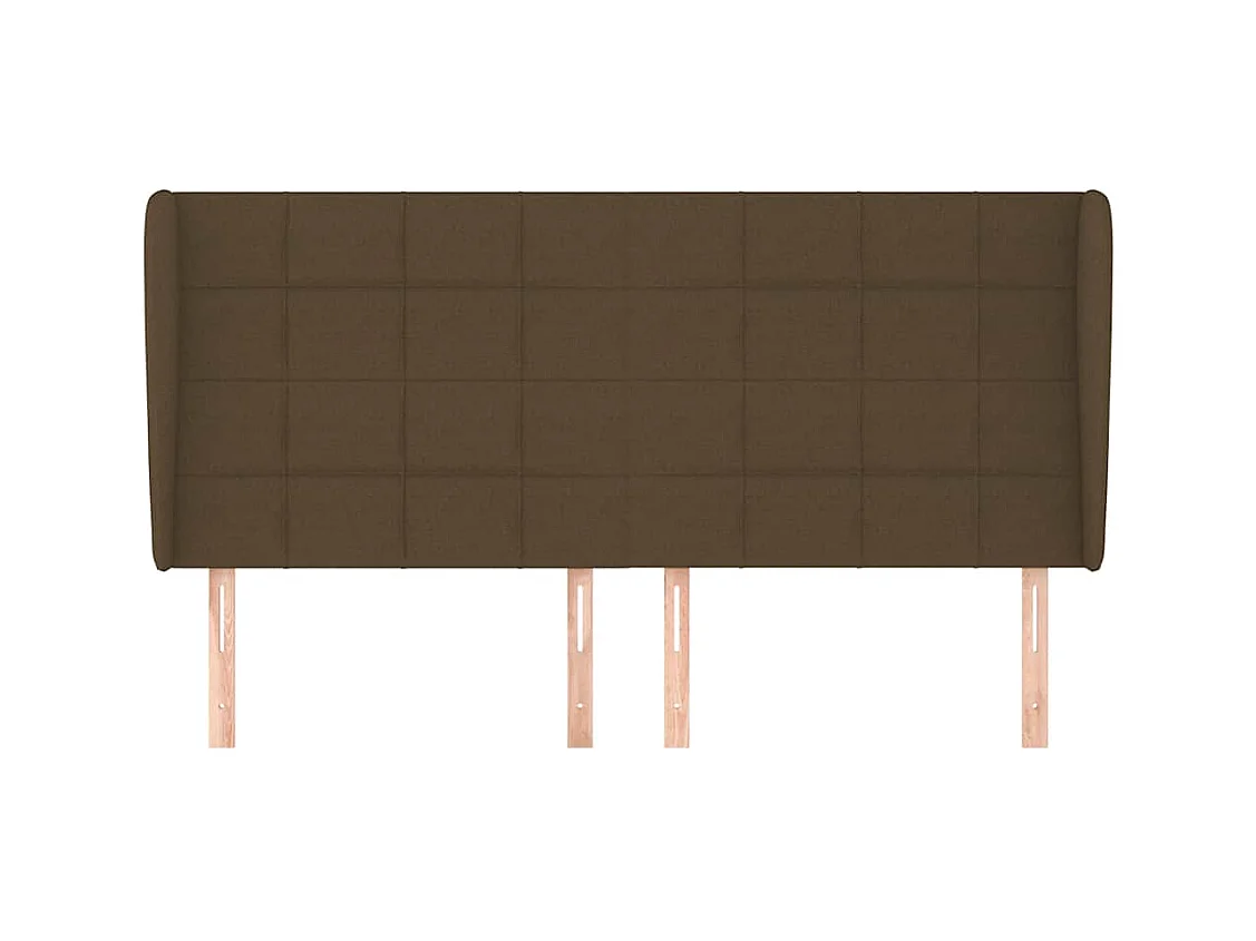 Tête de lit avec oreilles Marron foncé 183x23x118/128 cm Tissu