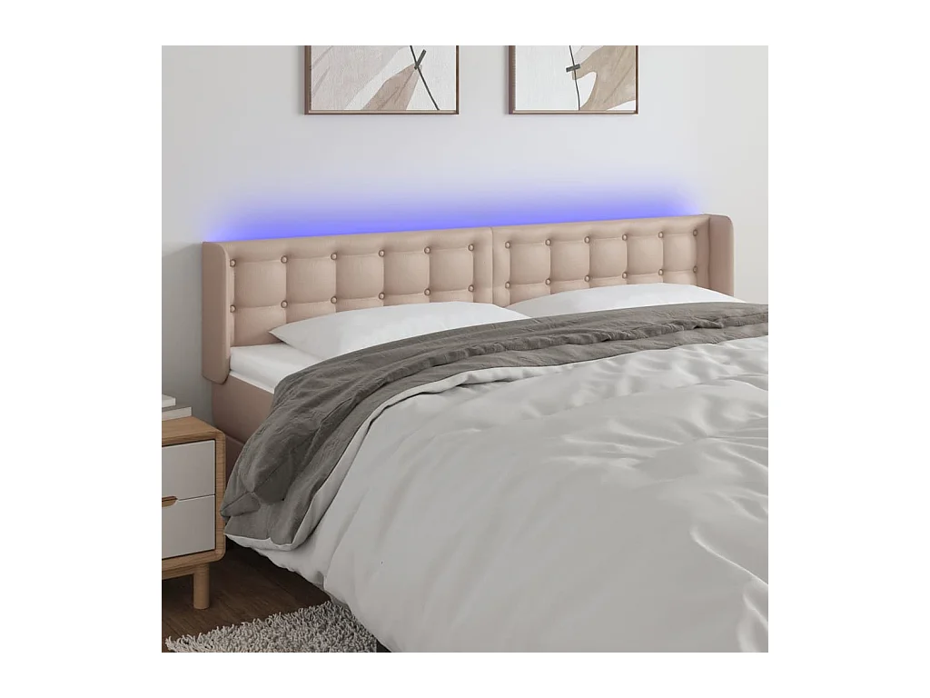 Cabecero LED Cappuccino 203x16x78/88 cm Piel sintética