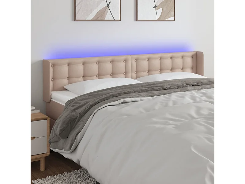 Cabecero LED Cappuccino 203x16x78/88 cm Piel sintética