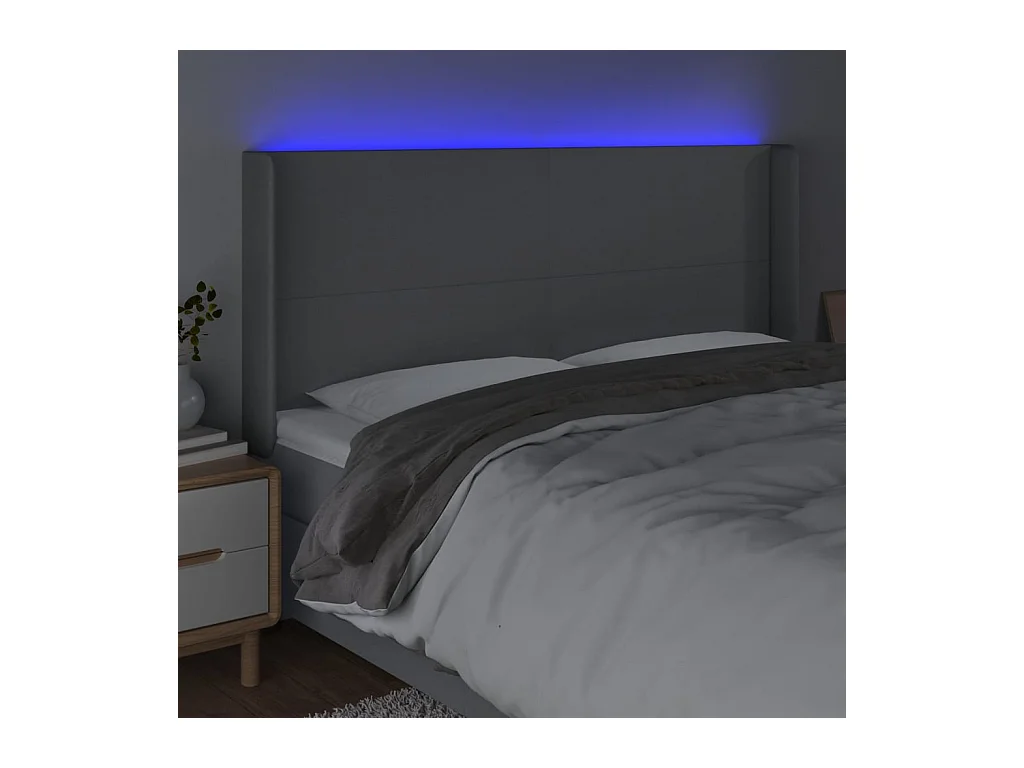 LED hoofdbord Lichtgrijs 203x16x118/128 cm Stof