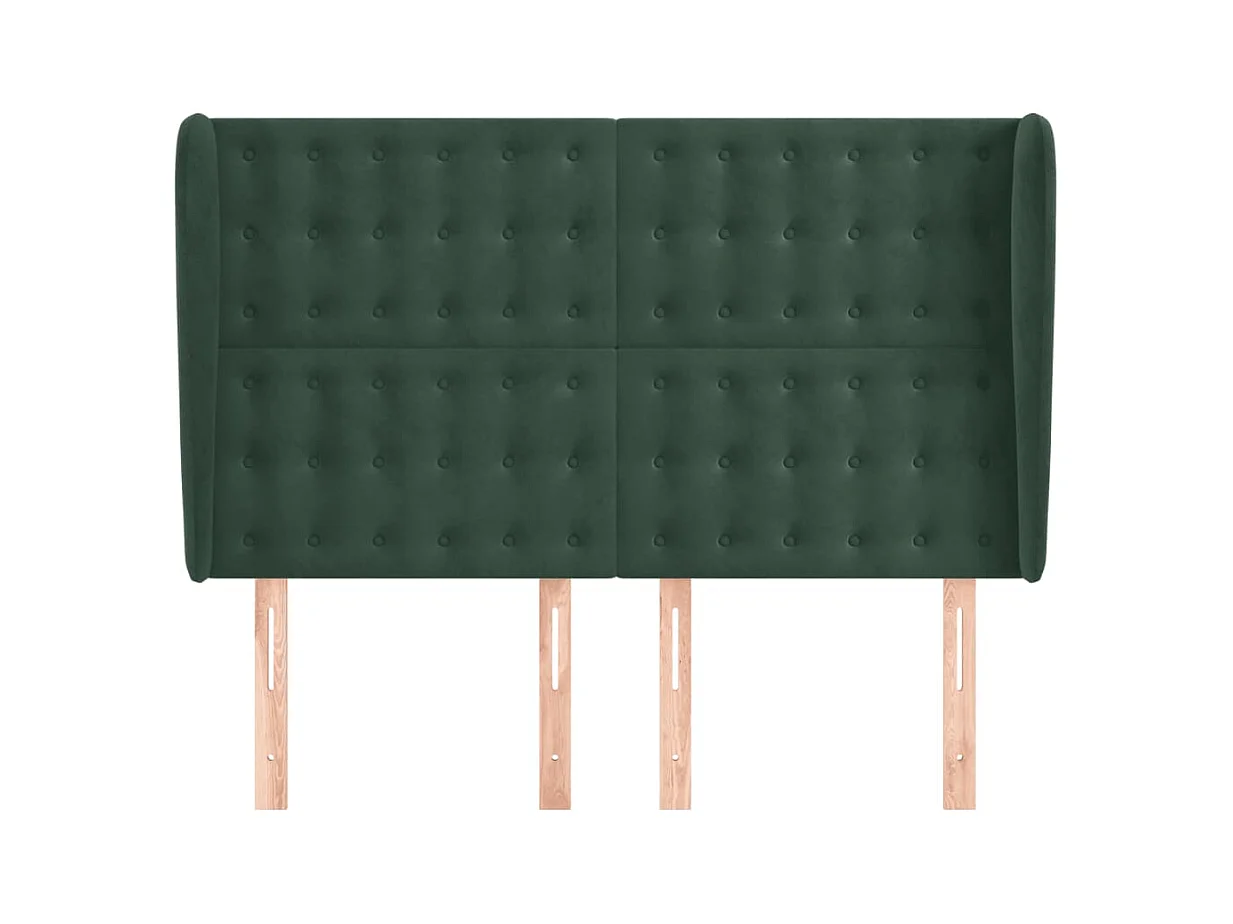 Hoofdbord met vleugels Donkergroen 147x23x118/128 cm Fluweel