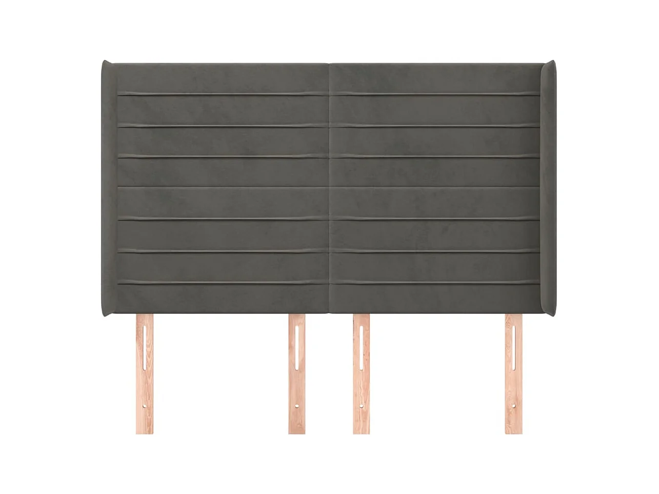 Hoofdbord met vleugels Donkergrijs 147x16x118/128 cm Fluweel