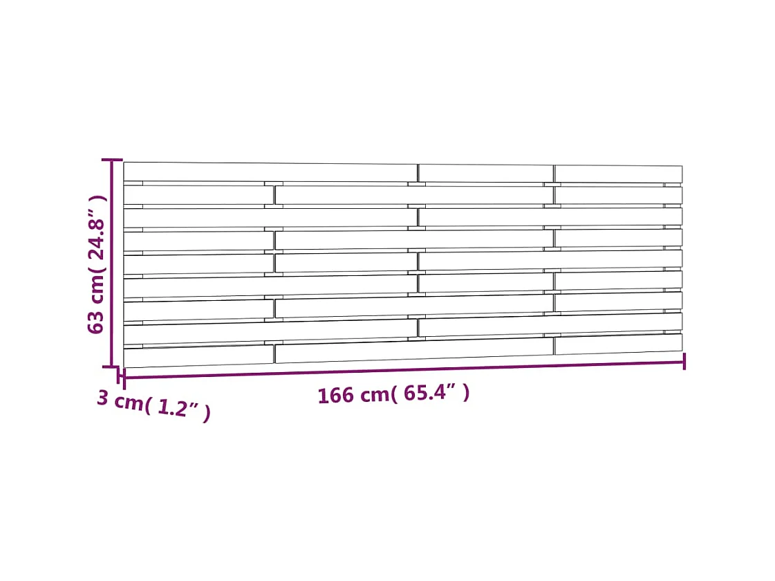 Cabecero de pared 166x3x63 cm Madera maciza de pino