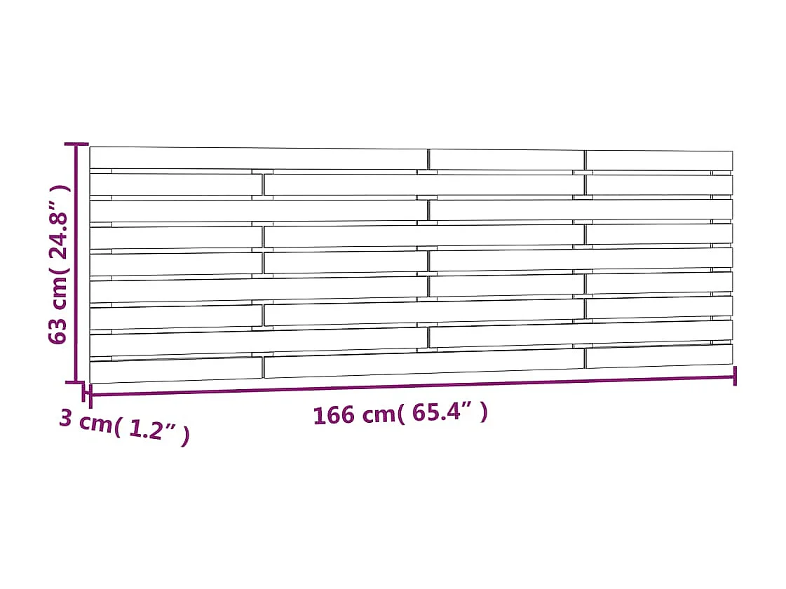 Tête de lit murale 166x3x63 cm Bois massif de pin