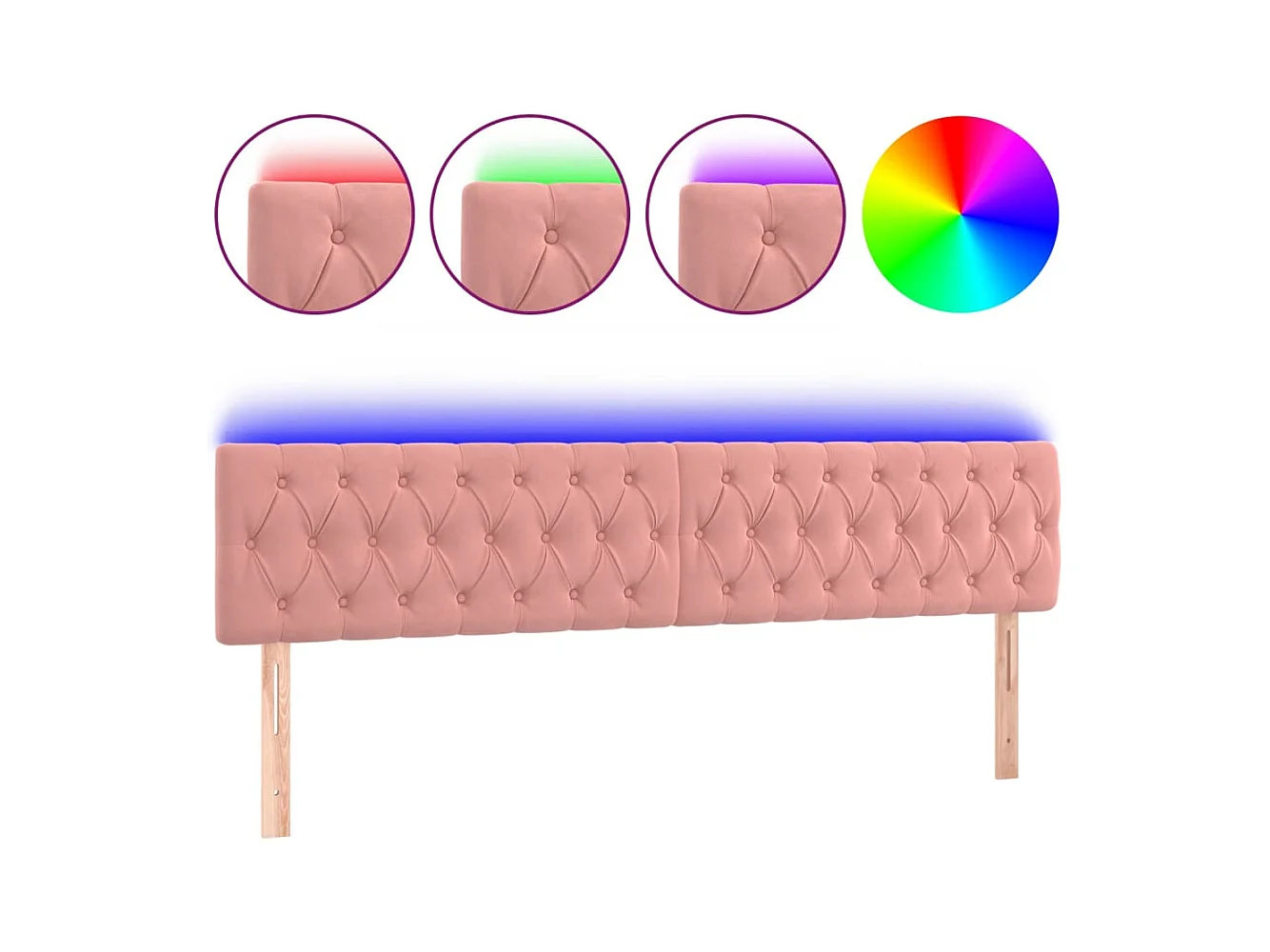 Testiera LED Rosa 200x7x78/88 cm Velluto