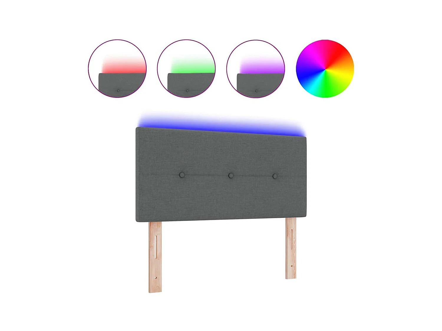 LED-hoofdbord met LED-verlichting, donkergrijs, 100 cm stof