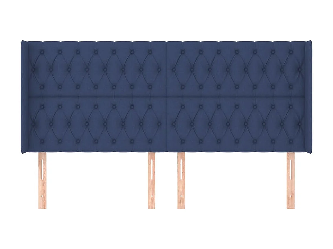Tête de lit avec oreilles Bleu 203x16x118/128 cm Tissu