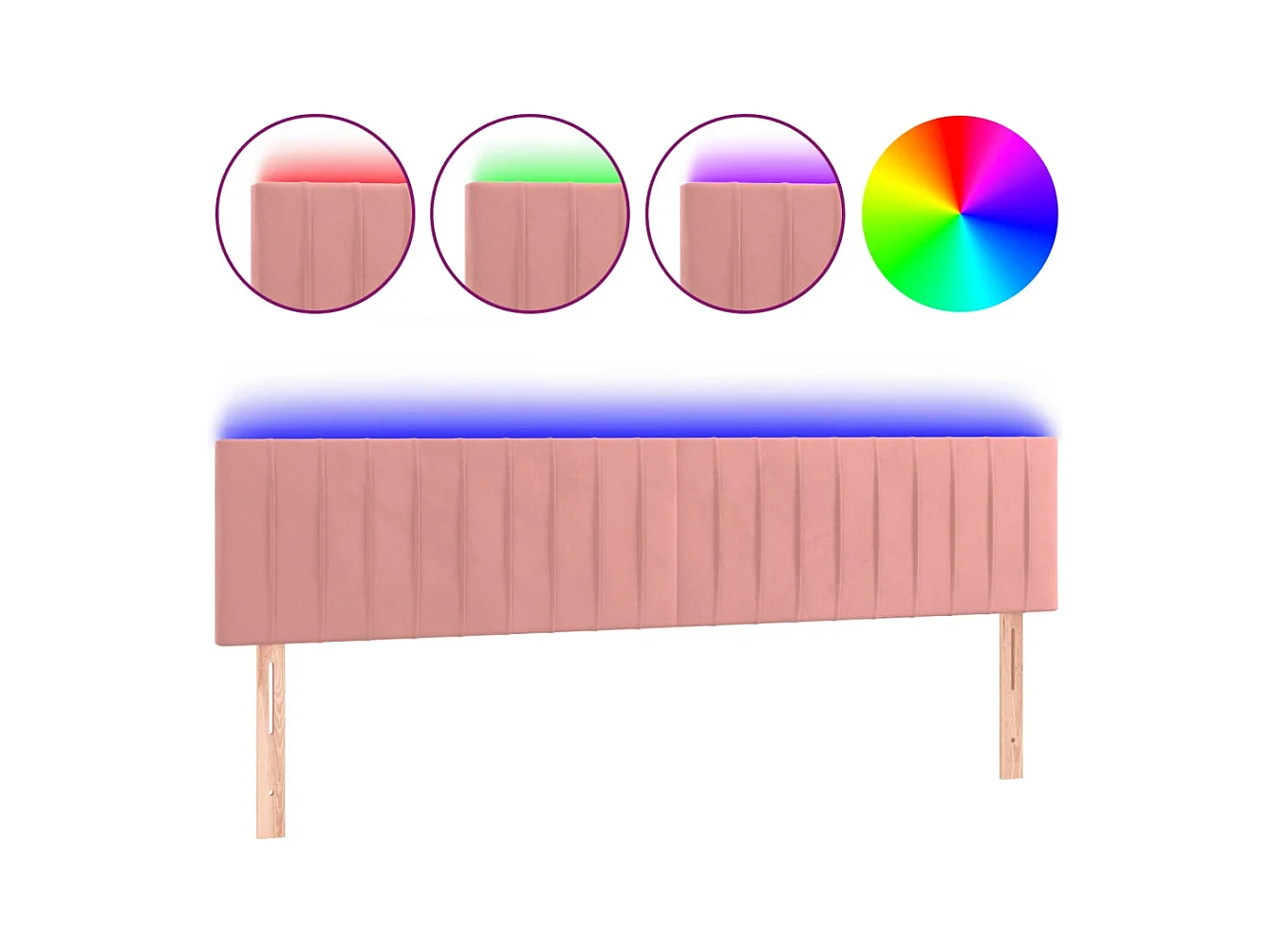 Cabecero LED Rosa 160x5x78/88 cm Terciopelo