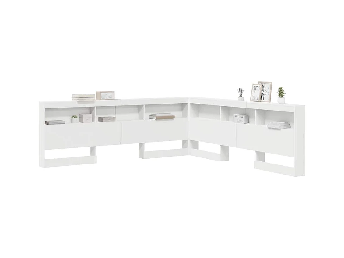 Tête de lit de rangement Blanc 180 cm Bois d'ingénierie