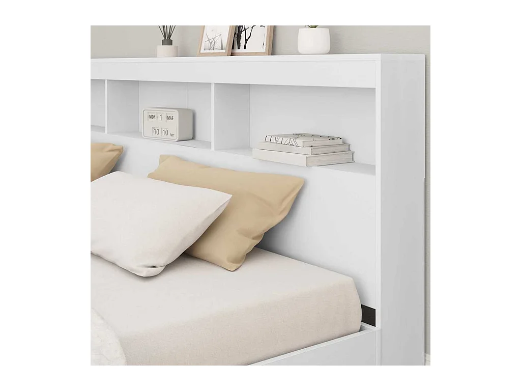 Tête de lit de rangement Blanc 180 cm Bois d'ingénierie
