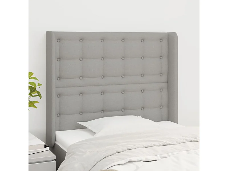 Hoofdbord met vleugels Lichtgrijs 103x16x118/128 cm Stof