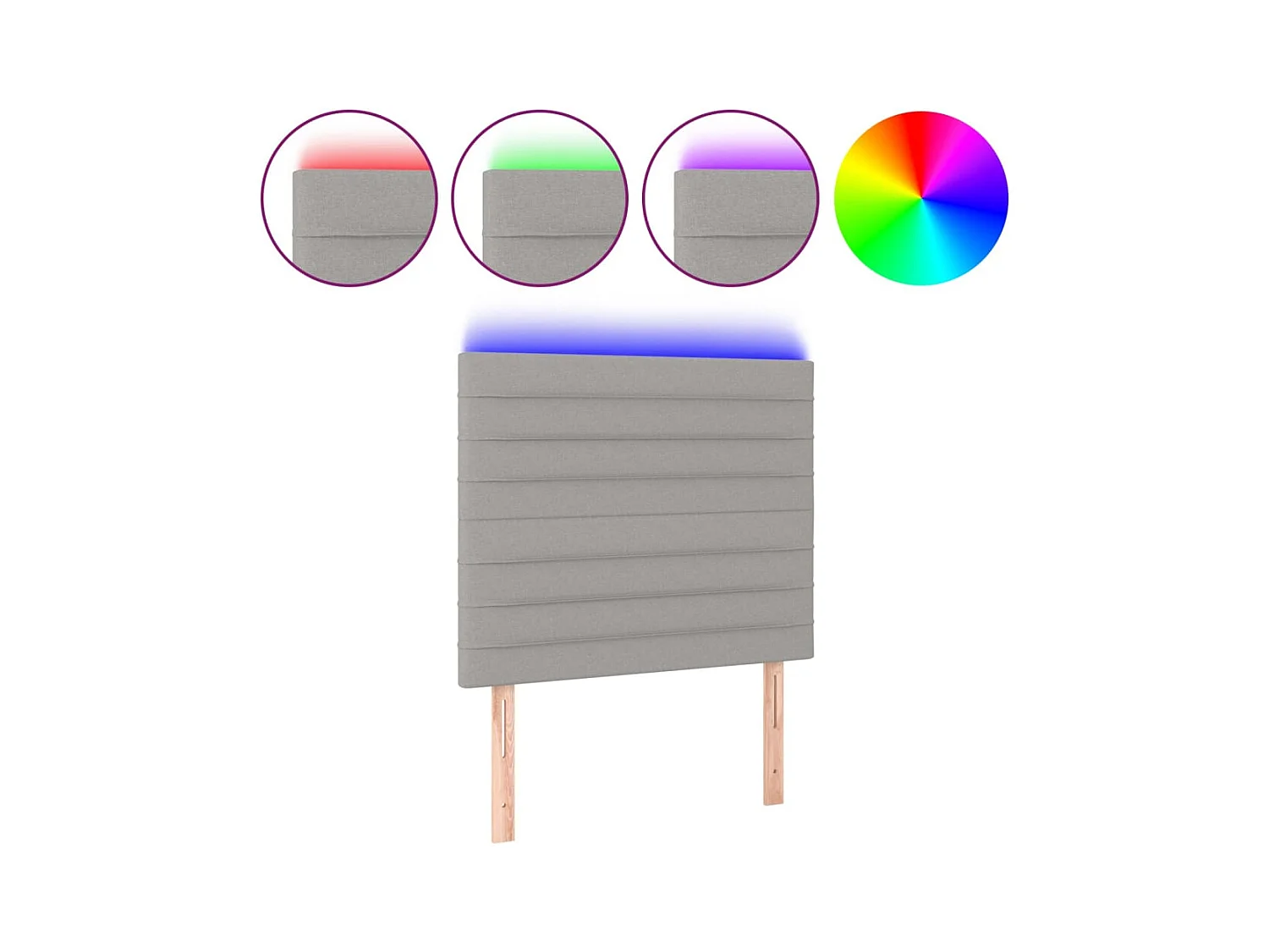 LED Hoofdbord Lichtgrijs 100x5x118/128 cm Stof