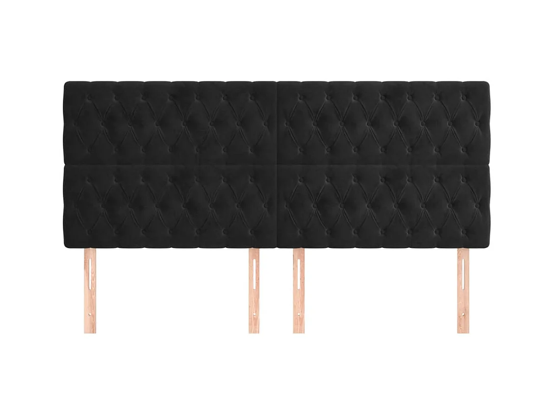 Têtes de lit 4 pcs Noir 100x7x78/88 cm Velours