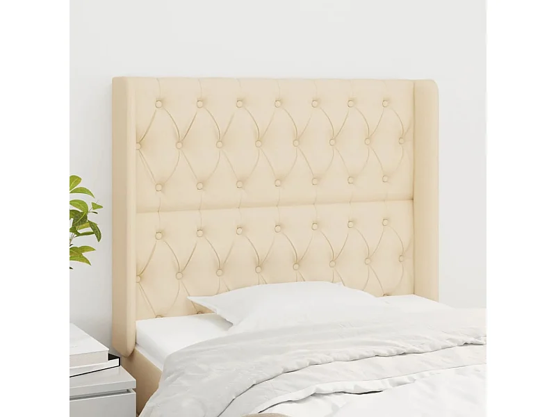Tête de lit avec oreilles Crème 103x16x118/128 cm Tissu