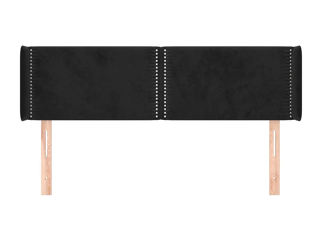 Testiera con ali Nero 147x16x78/88 cm Velluto