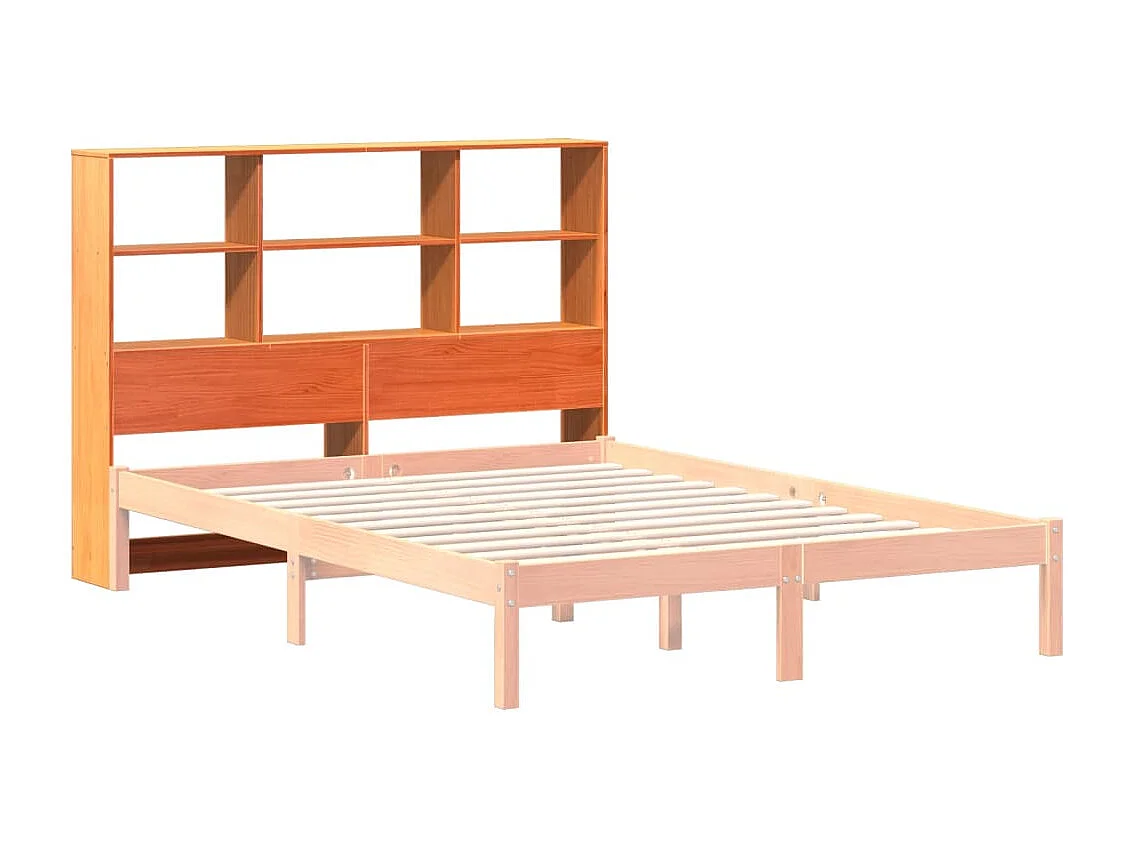 Testiera in cera marrone con contenitore in legno massello di pino da 160 cm