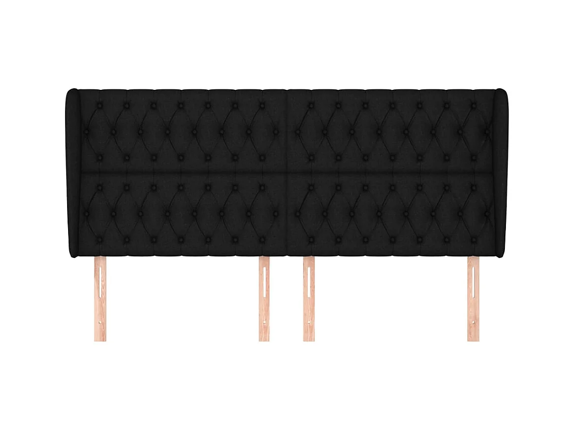 Testiera con ali Nero 203x23x118/128 cm Tessuto