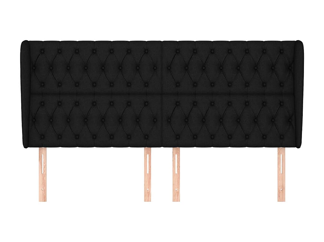 Tête de lit avec oreilles Noir 203x23x118/128 cm Tissu