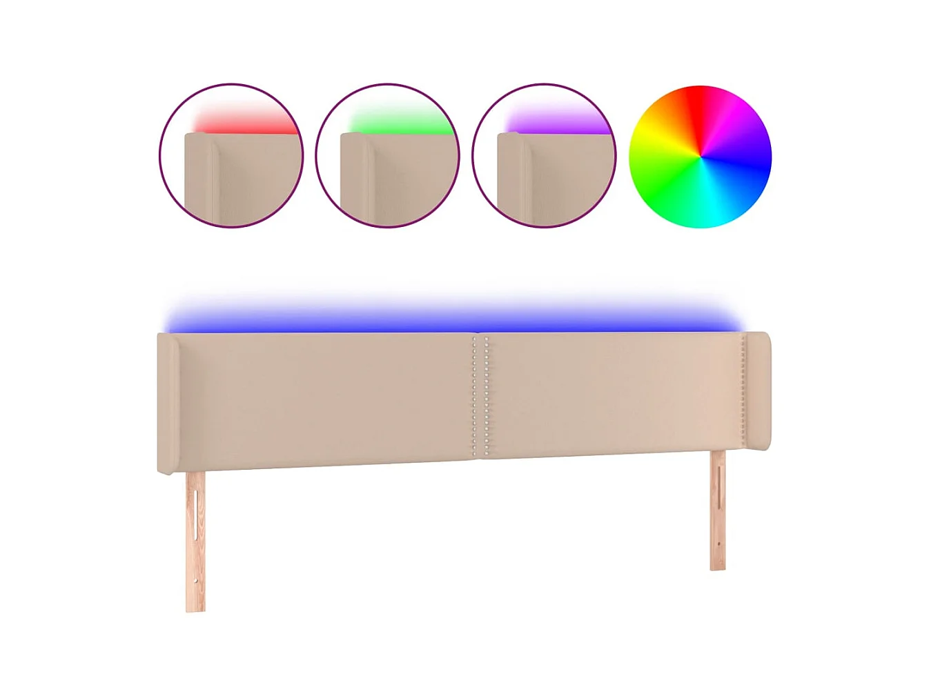 Cabecero LED Cappuccino 183x16x78/88 cm Piel sintética