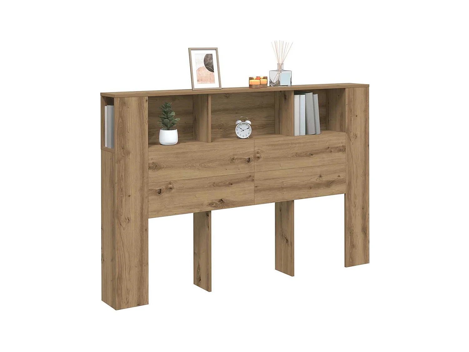 Armoire de tête de lit chêne artisanal 160x18,5x103,5 cm